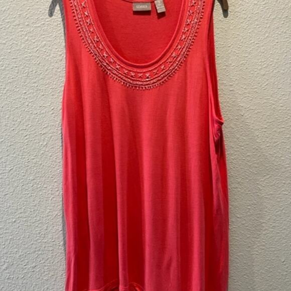 Chico’s Camisole/Tank With Beading Embellishment at Neck, Size 3 (16/18) - Picture 9 of 10